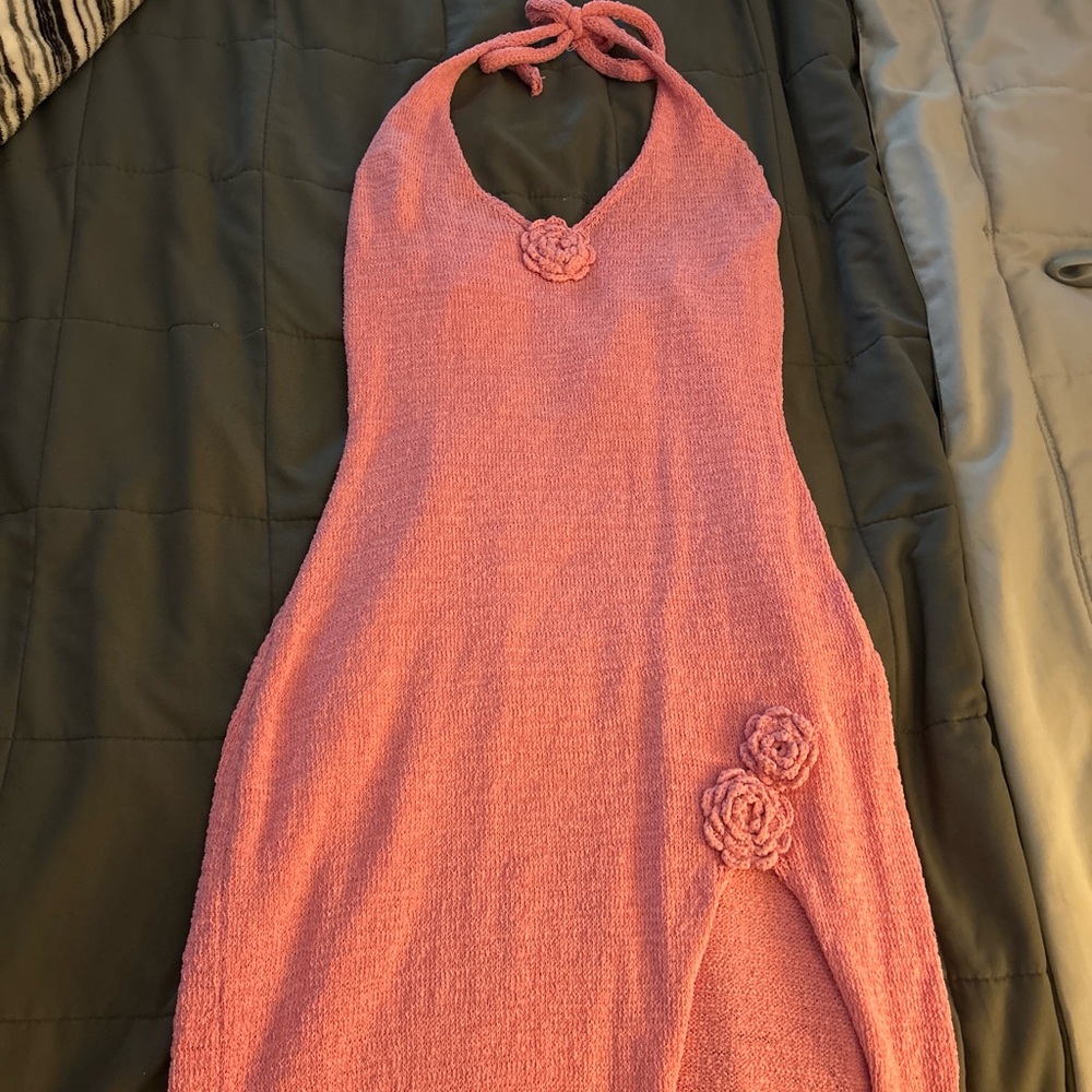 SHEIN Pink Halter Midi Dress